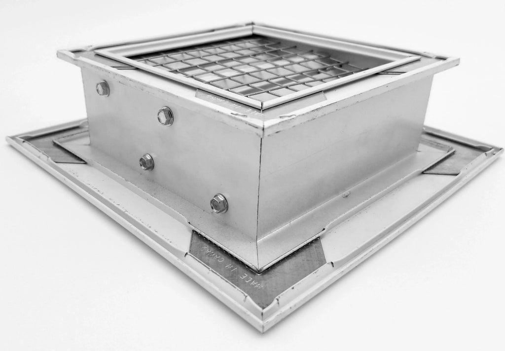 6"w X 6"h Aluminum Exterior Vent for Walls & Crawlspace - Rain & Fluid Air Vent with Display Mesh - HVAC Grille - White [Outer Dimensions 7.5”w x 7.5”h]