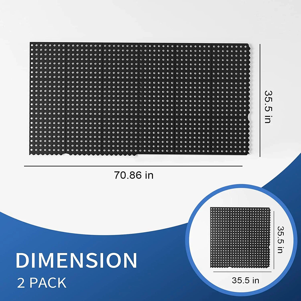 ROVSUN 36 x 36 in. 2-Pack Interlocking Rubber Floor Mat for Restaurant Kitchen Bar Garage Anti Fatigue Flooring, Non-Slip Outdoor Shower Pool Drainage Mat