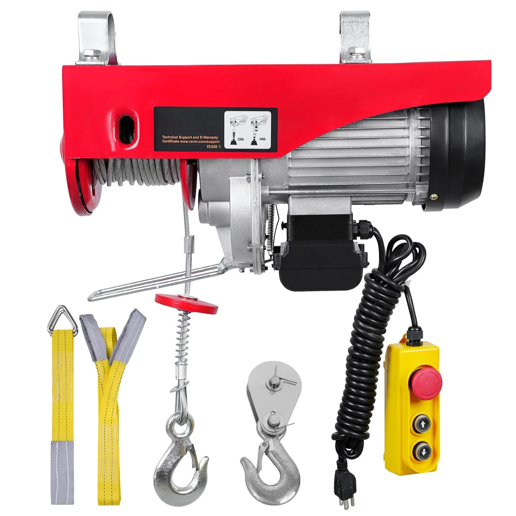 SKYSHALO Electric Hoist 440lbs Crane Winch with Wired Remote Control 480W 110V