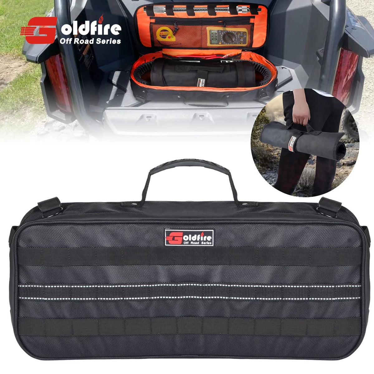 Goldfire Universal Travel Tool Storage Kit Storage Bag with Portable Tool Roll Organizer Wrench Tool Pouch for UTV ATV Car Truck