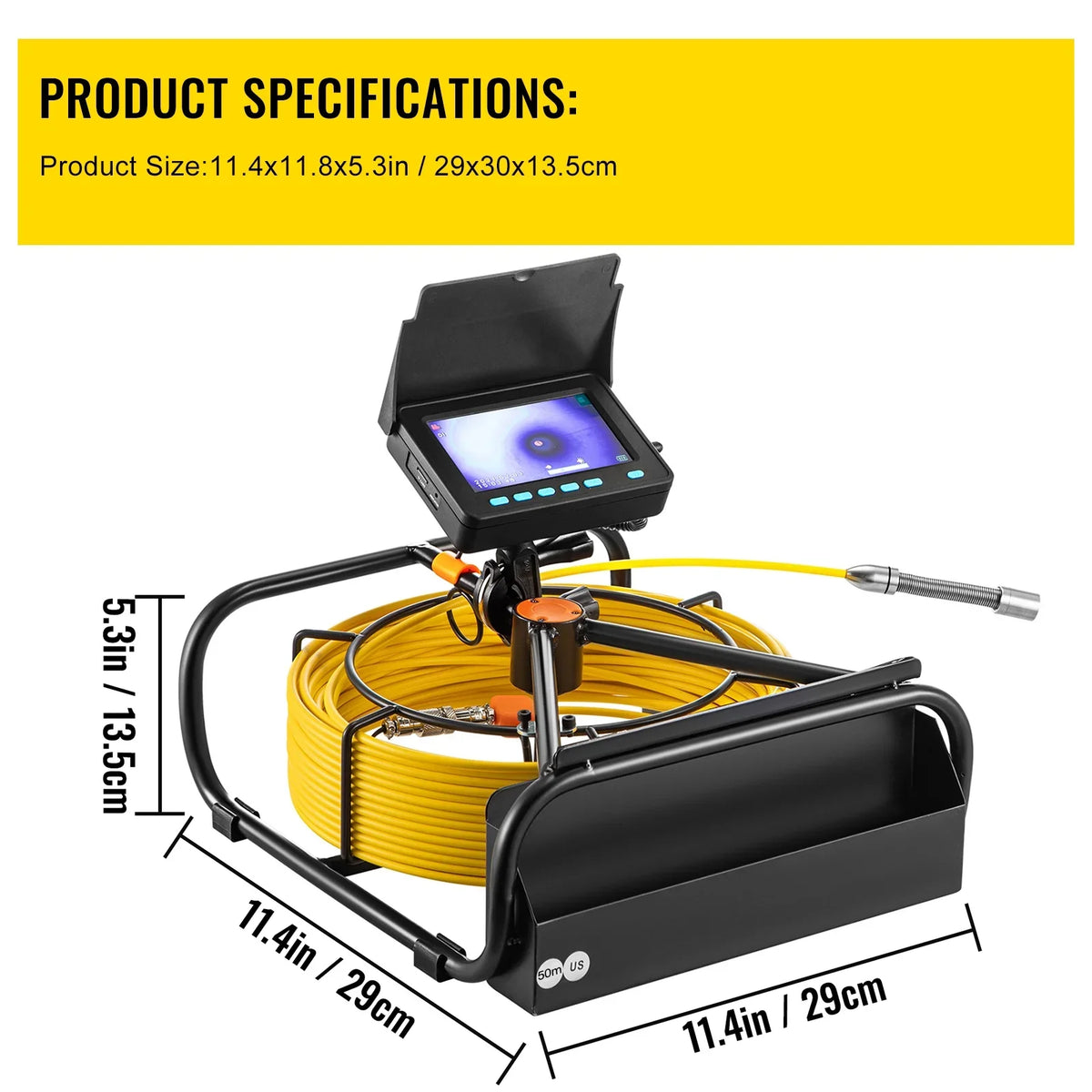 SKYSHALO Sewer Camera 164FT Cable Tube Inspection Camera 4.3 Inch TFT LCD Monitor Channel Camera Monitor Liquid IP68 Duct Inspection Camera with 6PCS LEDs 8500MAH Lithium Battery, DVR Function