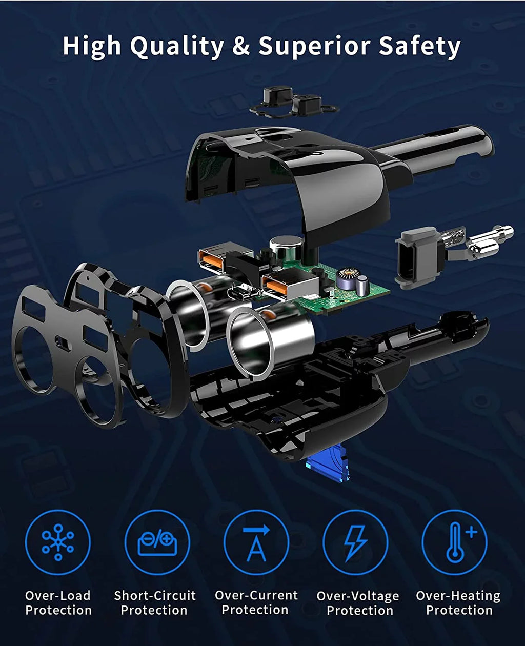 ?Upgraded? ette Lighter Splitter, SUPERONE 180W 2-Socket ette Lighter Adapter with Dual QC3.0 and 20W PD USB C Car Charger Splitter for GPS/Dash Portable computer 13 Pro Max/13/12/11