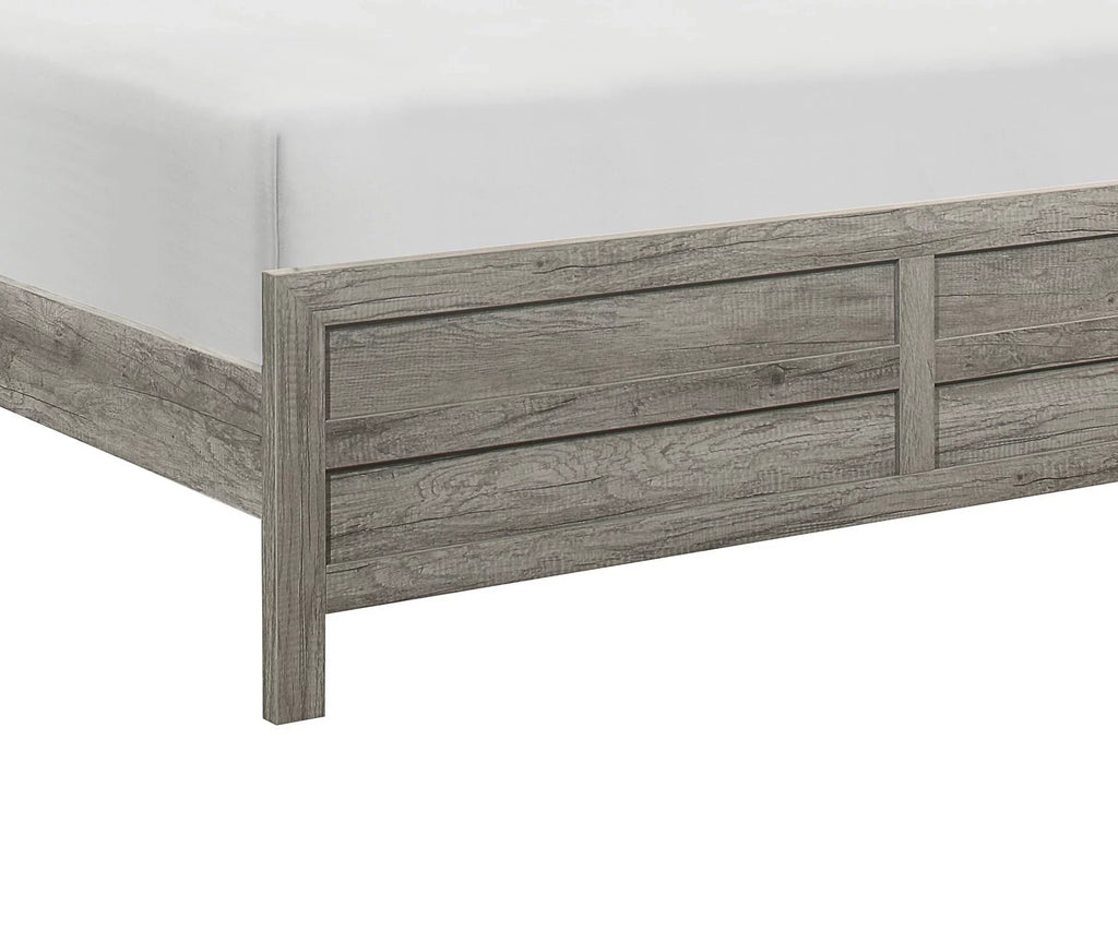 Classic Weathered Gray Finish Eastern King Size Bed 1pc Rusticated Style Bedroom Furniture