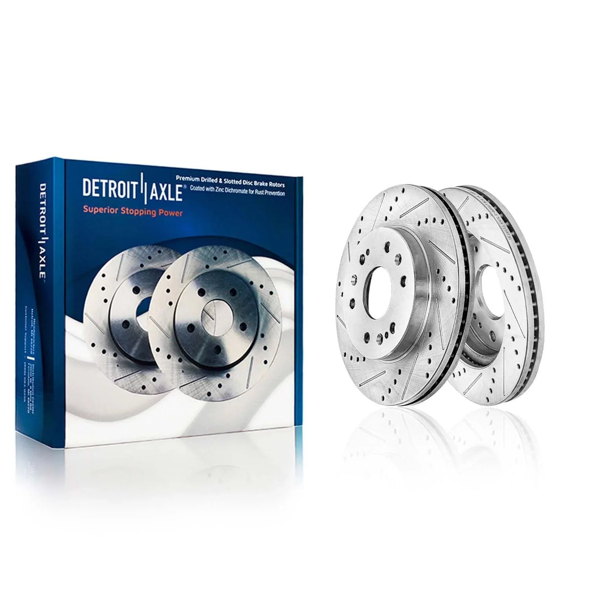 Detroit Axle - Brake Kit for 2014-2018 Chevy GMC Silverado Sierra 1500, 2015-2020 Suburban Tahoe Yukon XL Escalade ESV Drilled Slotted Brakes Rotors Replacement Ceramic Brake Pads Front & Rear