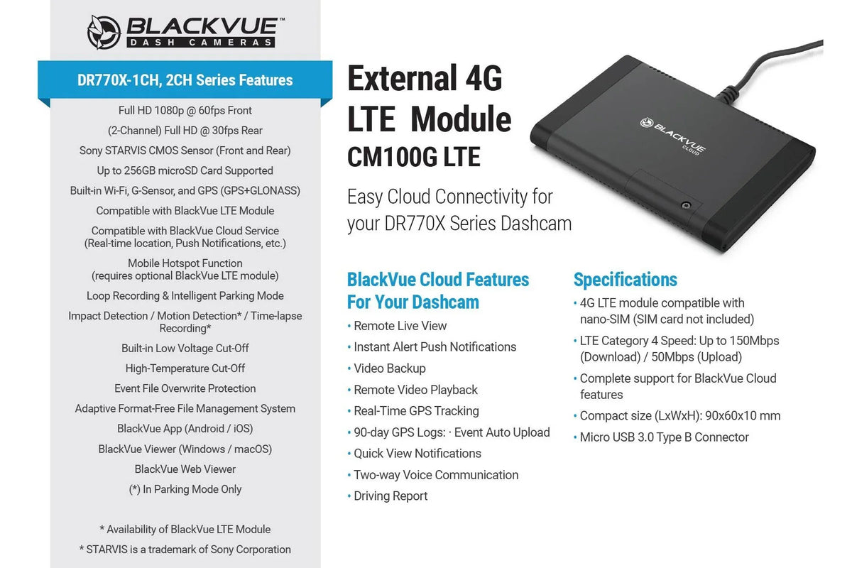 BlackVue DR770X-2CH-TRUCK Front + Liquid Exterior Dash Cam With 128GB Card | Cloud-Ready 1080p 60FPS GPS & WiFi