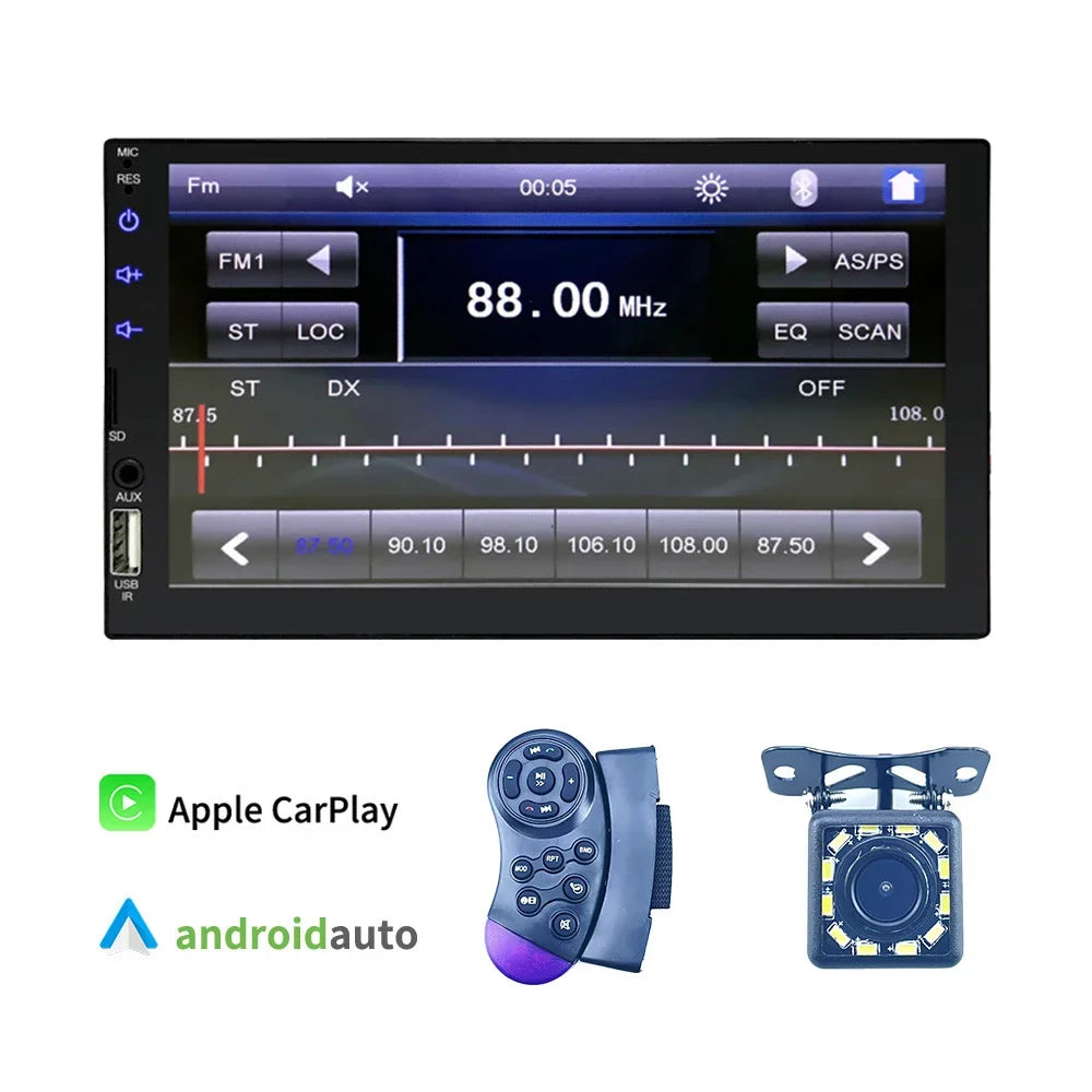 Virwir Car Multimedia Player Bluetooth 7 inch, HD Car Mp5 Player Touch Monitor Autoradio with Backup Camera Rear