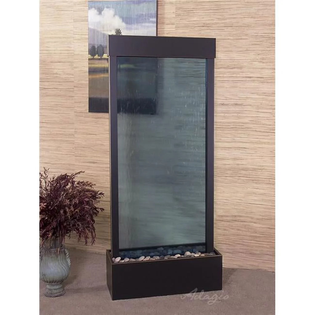 Adagio HRC1551 Harmony River Center Mount Blackened Alloy Blue Glass Wall Fountain