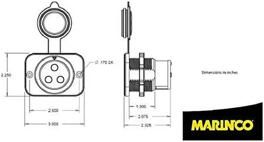 Marinco 12VCPS3 70A Trolling Motor Plug & Receptacle