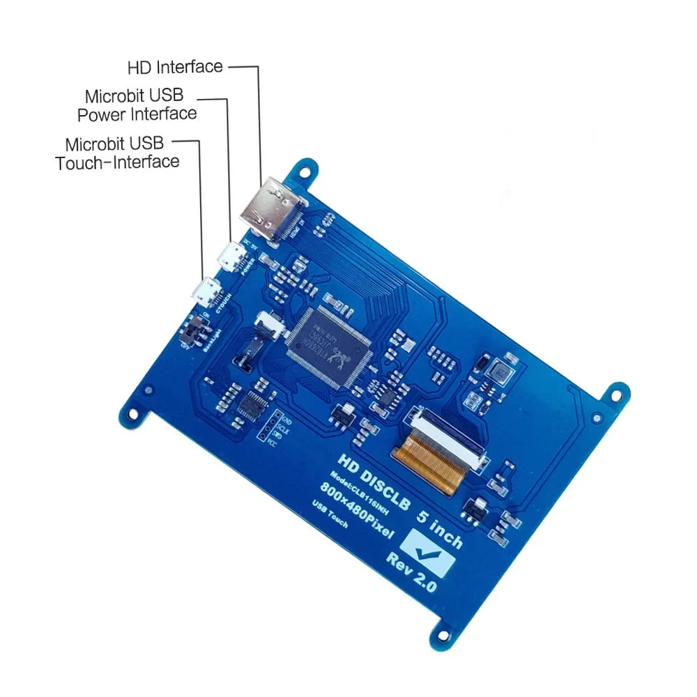 Andoer 5 Inch HD Capacitive Display Display 800*480 Resolution Small Portable Monitor with USB HD Interface Compatible with Raspberry Pi Tool