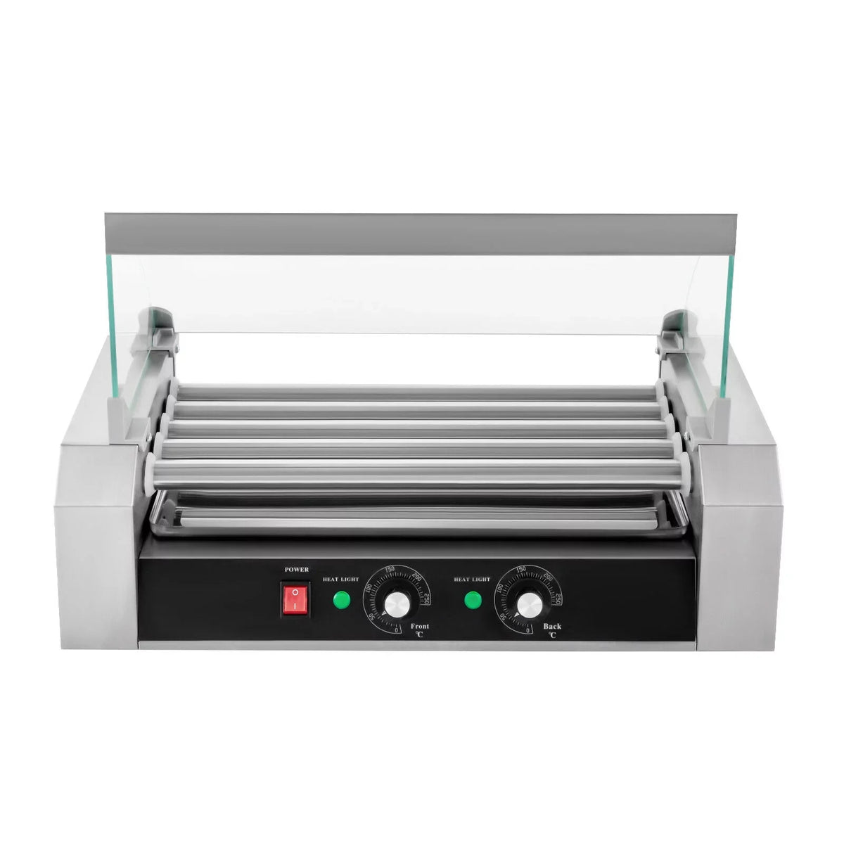 DENEST 110V Sausage Grilling Machine Set 12-Hot Dog Holds 0-250℃ W/5 Stainless Rollers