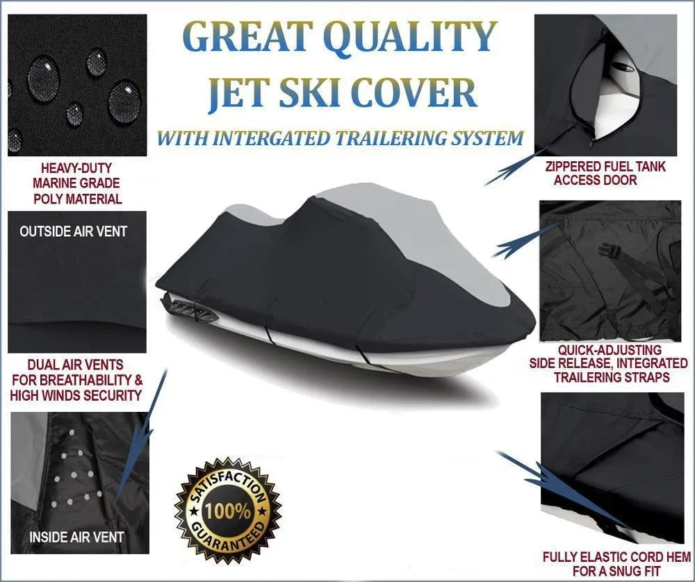 SUPER HEAVY-DUTY PWC JetSki Cover Compatible for Polaris Pro 1200 2000-2001 Jet Ski Cover Liquid Boat Covers 1-2 Seater