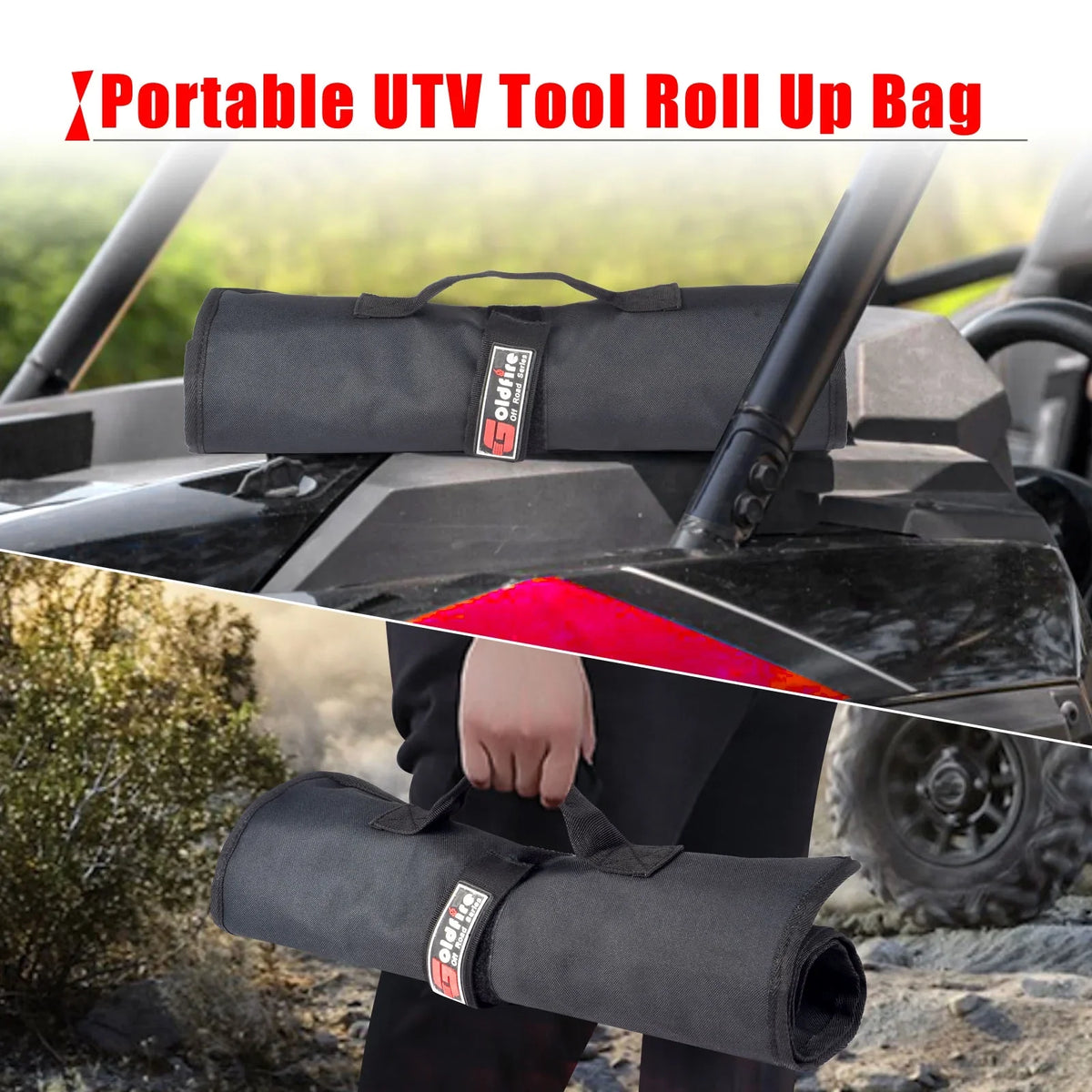 Goldfire Universal Travel Tool Storage Kit Storage Bag with Portable Tool Roll Organizer Wrench Tool Pouch for UTV ATV Car Truck