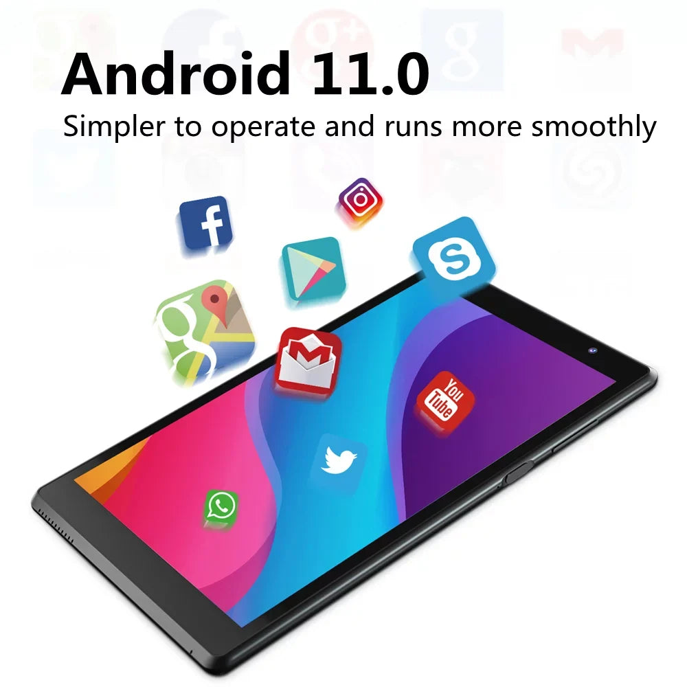 Tablet, 8 inch Android 11 Tablets RAM2GB+ROM32GB Quad Core Tablet, IPS Display 8.0 MP Camera, Wi-Fi, Bluetooth, GPS, FM Tablet PC Black