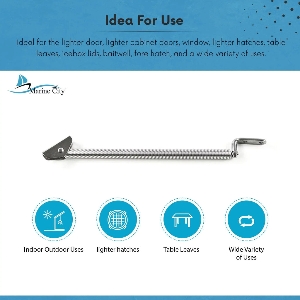 Marine City Stainless-Steel Hatch Spring Adjuster with U-Bolt and L-Shape Plate 8-1/4 inches or 10-1/4 inches Length: 8-1/4 inches