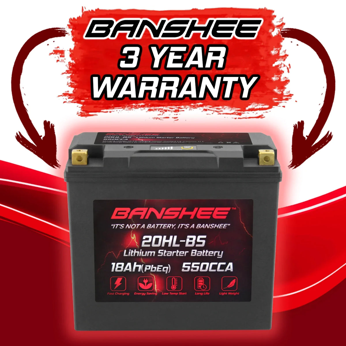 Banshee YTX20L-BS LiFePO4 Motorsports Battery Compatible with CAN-AM Renegade 800R 2013 to 2015