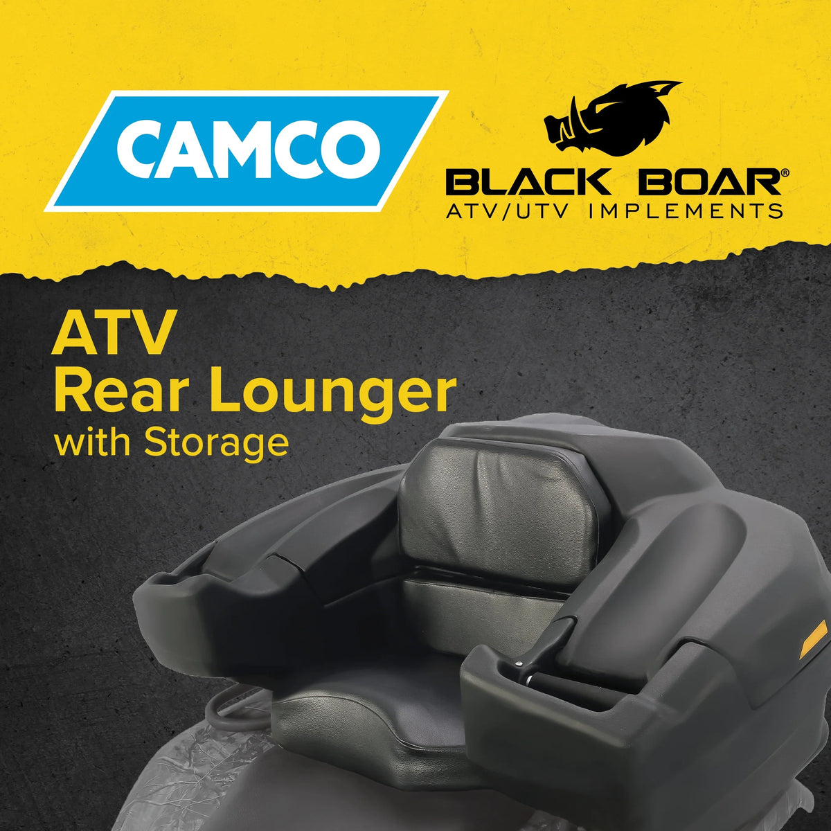 Camco Black Boar ATV/UTV Rear Storage Box and Lounger | Features a Lockable Liquid Storage Box, an Impact-Resistant Design, and a Soft Comfortable Seat Cushion (66010)
