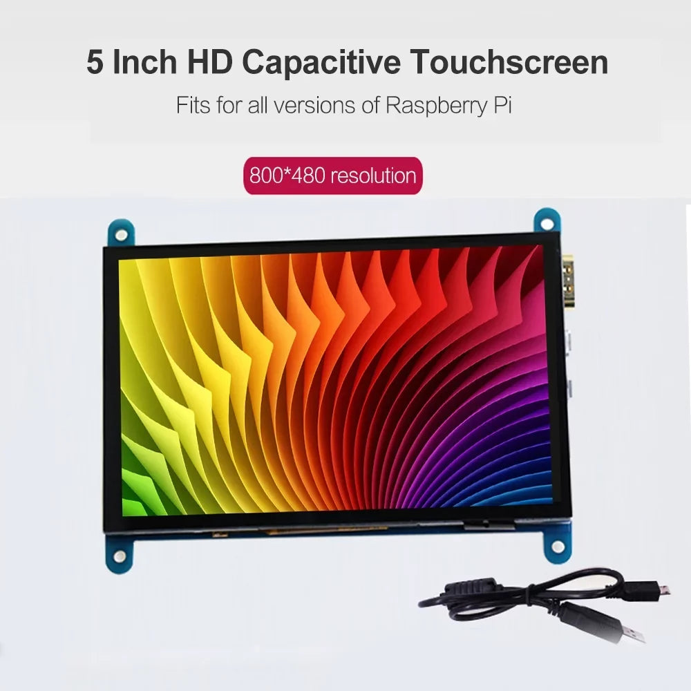 Andoer 5 Inch HD Capacitive Display Display 800*480 Resolution Small Portable Monitor with USB HD Interface Compatible with Raspberry Pi Tool