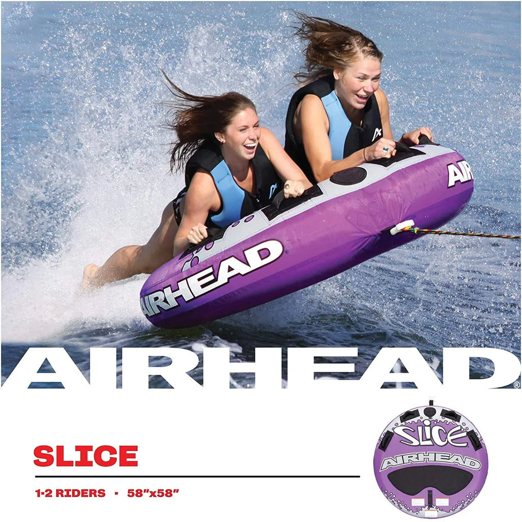 Airhead Slice Towable Tube for Boating 1-2 Rider Purple and Black