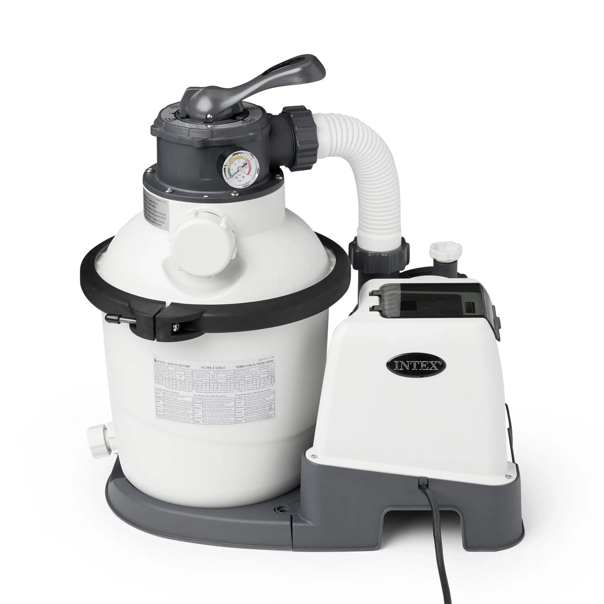 Intex10 inch Krystal Clear Sand Filter Pool Pump, 1500 Gph Motor 1200 GPH System Flow Rate with GFCI, 110-120 V