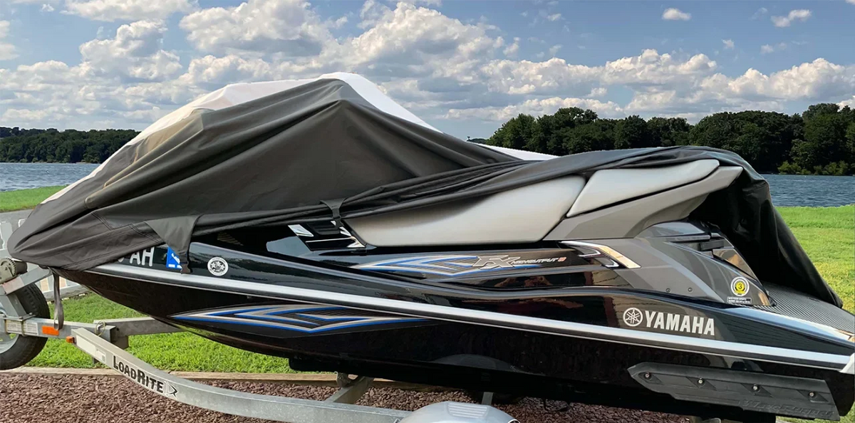 SUPER HEAVY-DUTY PWC JetSki Cover Compatible for Polaris MSX 140 2003-2004 Jet Ski Liquid Cover Black/Grey