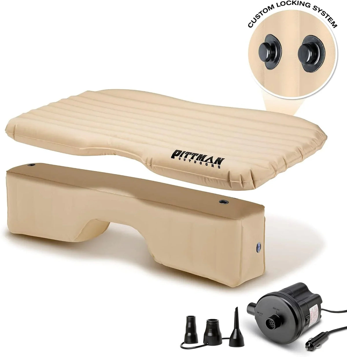 Pittman Outdoors PPI-TAN_TRKMAT Inflatable Fabric Rear Seat Truck Air Bed Mattress | 5 Feet In Length | Fits Full-Sized Trucks And