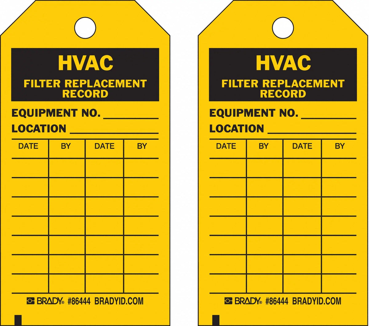 Brady HVAC Fl Replacement Rcd Tag,Bk/Yel,PK10 86444