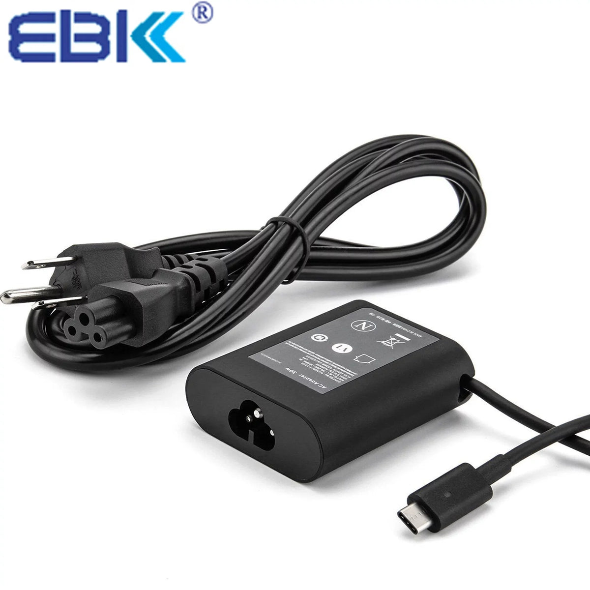 EBK 30W Replacement AC Power Adapter Charger for XPS13 9365 XPS12 9250 Latitude 7350 7275 5175 5179 ( USB Type-C Connector )