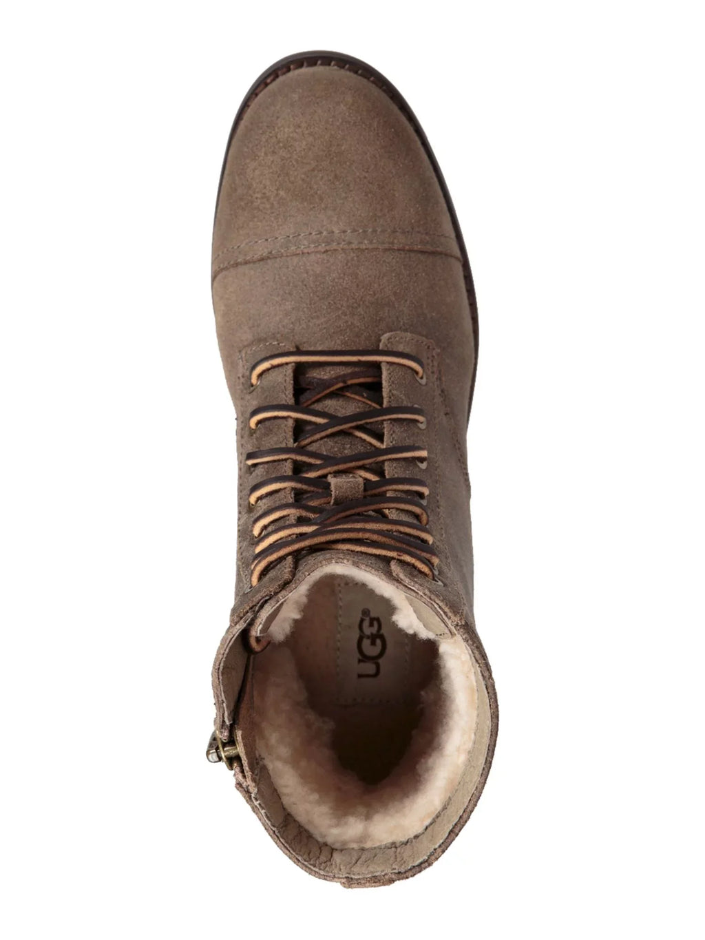 UGG Womens Gray Lace Up Textured Liquid Embossed Logo Lug Sole Padded Kilmer Ii Round Toe Block Heel Zip-Up Leather Boots 7