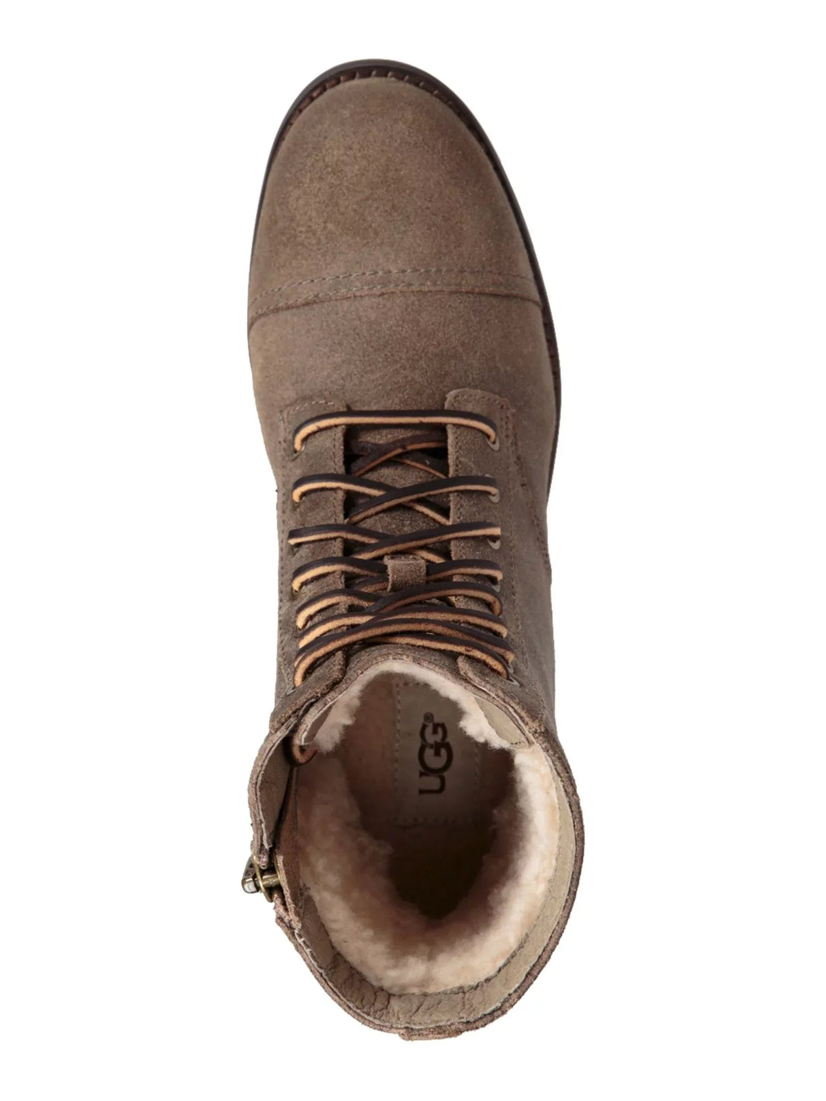 UGG Womens Gray Lace Up Textured Liquid Embossed Logo Lug Sole Padded Kilmer Ii Round Toe Block Heel Zip-Up Leather Boots 7