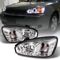 AKKON - For 2004-2007 Chevy Malibu LED Dual Halo DRL Projector Headlights Chrome Housing w/ Turn Signal Lamps