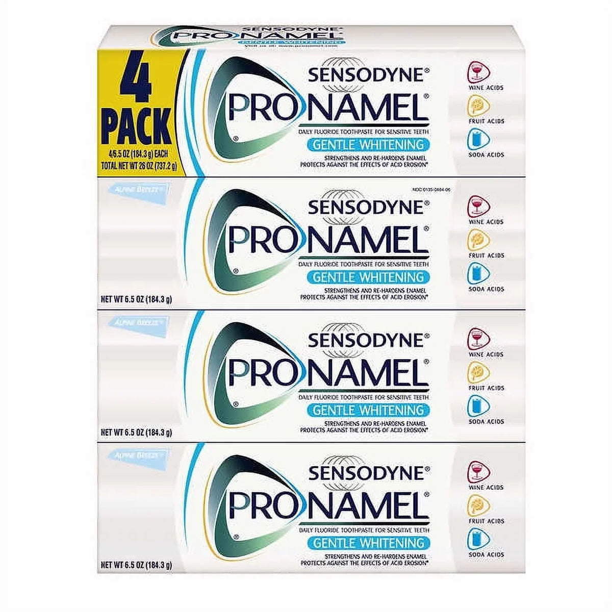 Sensodyne Pronamel Gentle Whitening Toothpaste Alpine Breeze 6.5oz (184.3g), 4-pack
