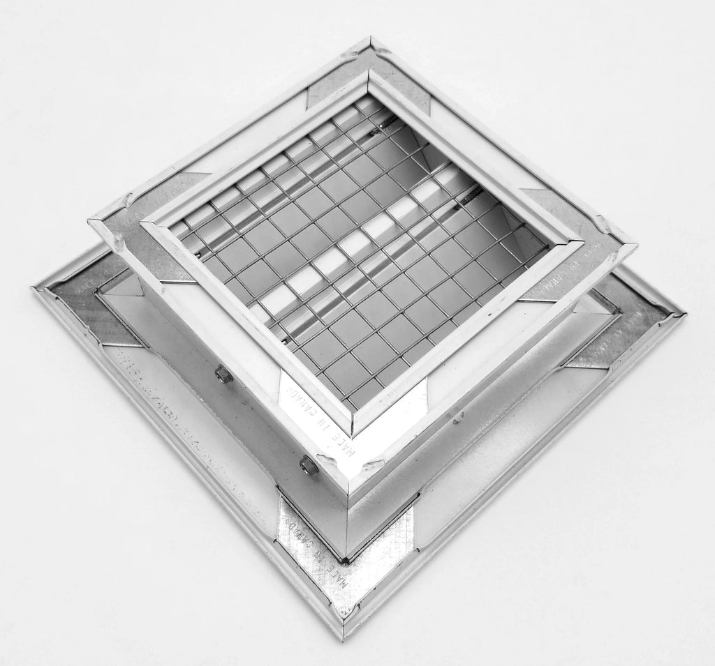 6"w X 6"h Aluminum Exterior Vent for Walls & Crawlspace - Rain & Fluid Air Vent with Display Mesh - HVAC Grille - White [Outer Dimensions 7.5”w x 7.5”h]