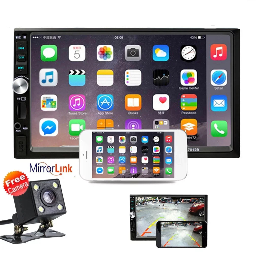 7 Inch Car Stereo Double Din MP5 Player Bluetooth HD Touch Display Car Stereo Radio With Reverse Camera And Mirror Link Function