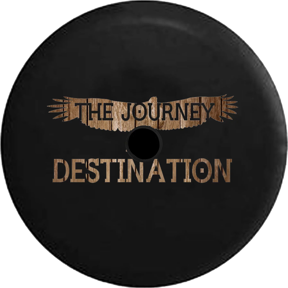 2018 2019 Wrangler JL Backup Camera The Journey is the Destination Distressed Wood Eagle Soaring Spare Tire Cover for Jeep RV 33 Inch