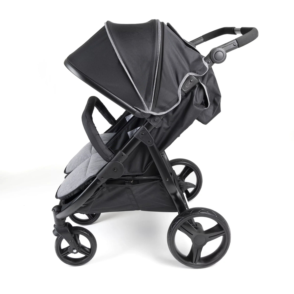 Gaggle Roadster Double Stroller with Expandable Canopy, Black/Gray