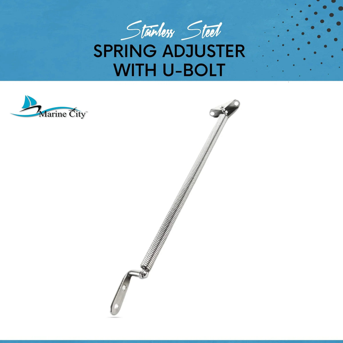 Marine City Stainless-Steel Hatch Spring Adjuster with U-Bolt and L-Shape Plate 8-1/4 inches or 10-1/4 inches Length: 8-1/4 inches