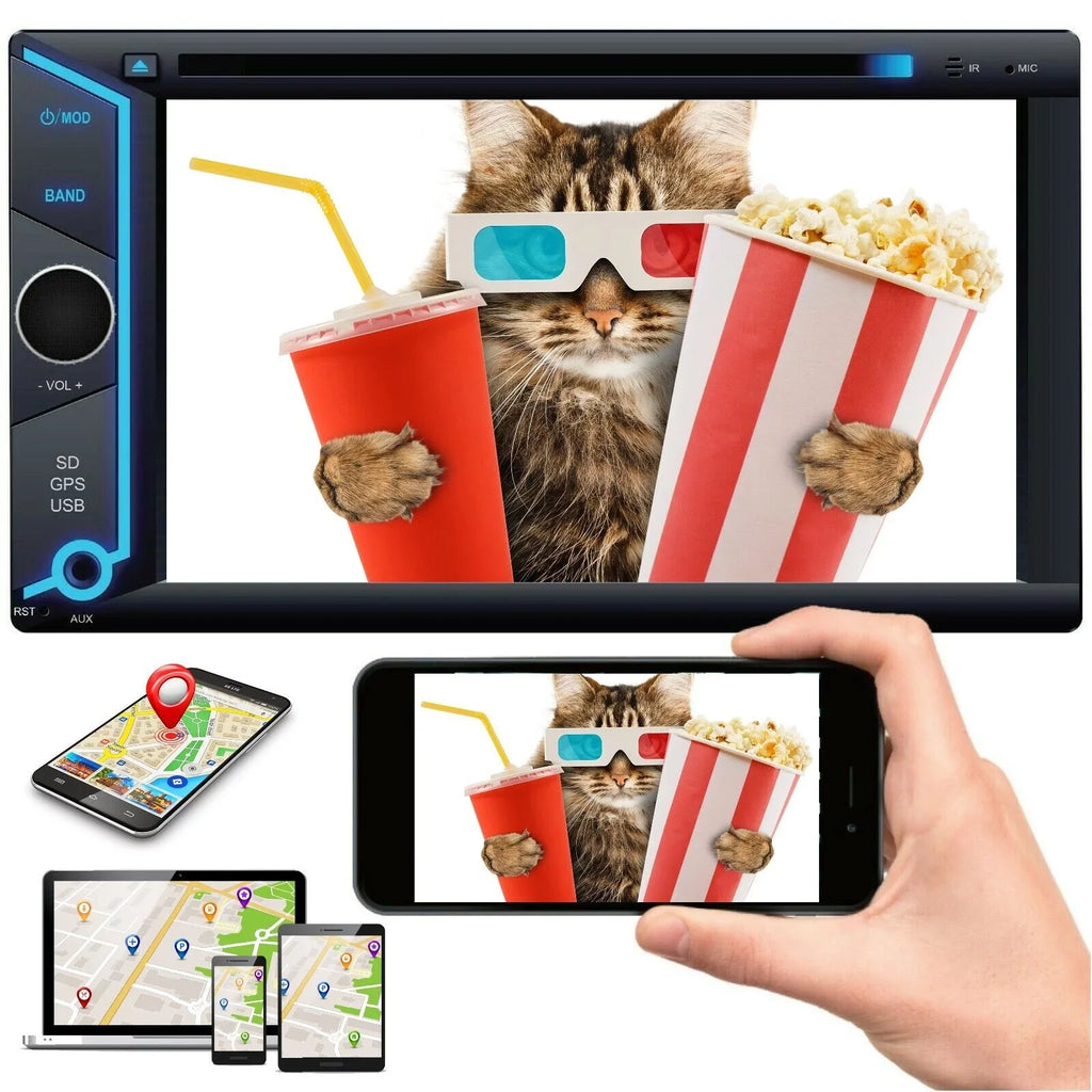 200W 6.2" Touch Monitor Mirror Link GPS For Android & IOS +License Plate Rear Cam Bundle