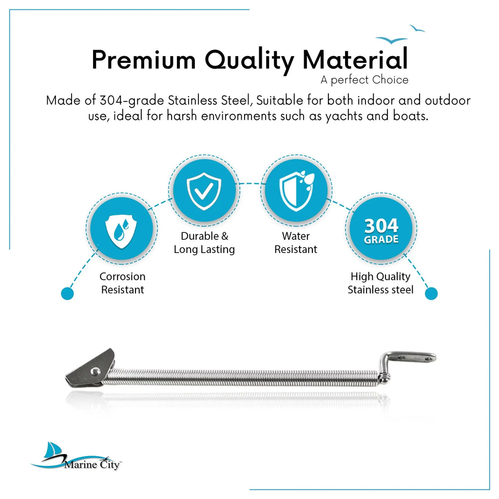 Marine City Stainless-Steel Hatch Spring Adjuster with U-Bolt and L-Shape Plate 8-1/4 inches or 10-1/4 inches Length: 8-1/4 inches