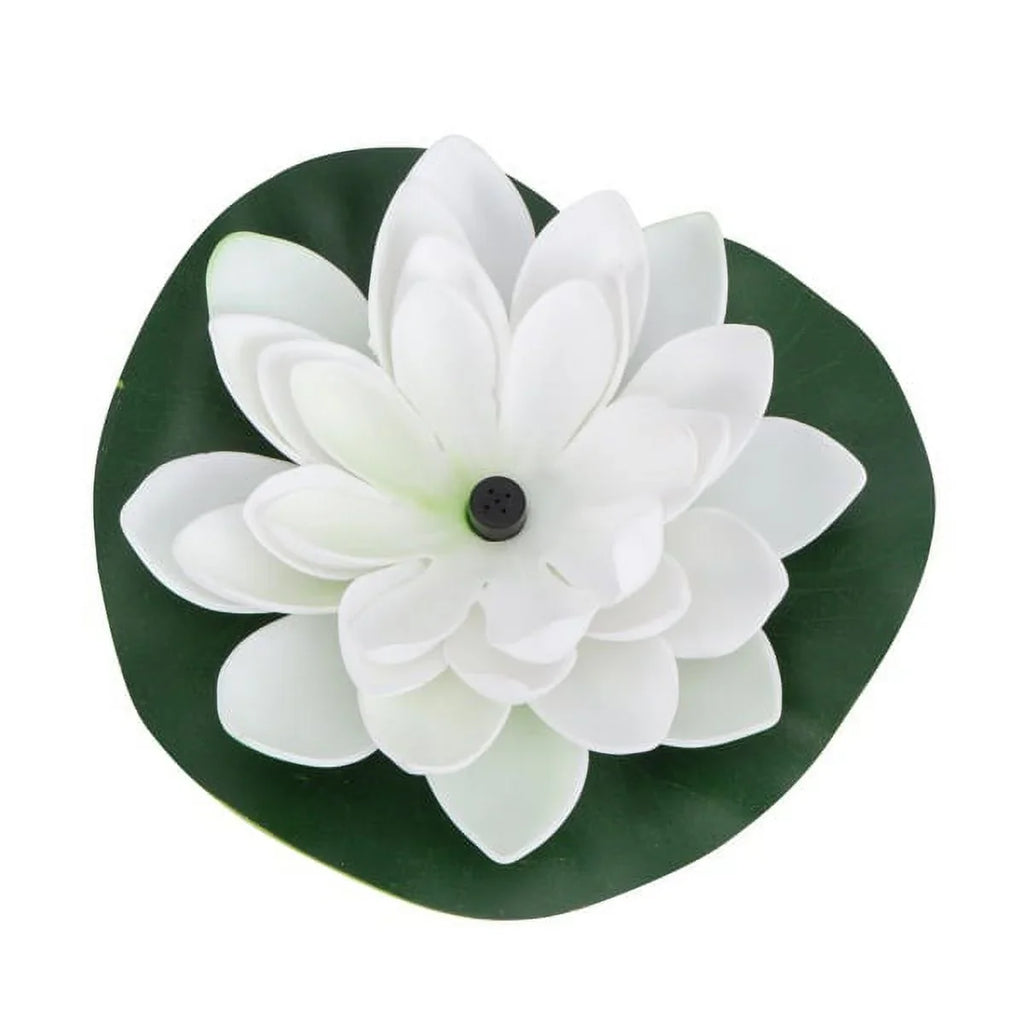 HOTBEST Solar-powered Fluid Lotus Lamp Lotus Fountain Novel Fish Pond Fountain Garden Decor Liquid Lily Bird Bath Fountain(White)