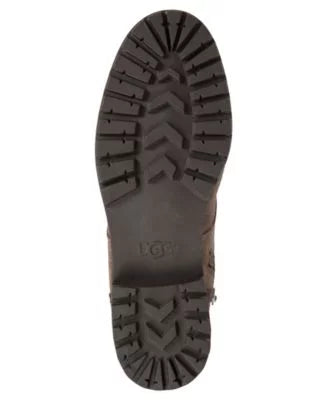 UGG Womens Gray Lace Up Textured Liquid Embossed Logo Lug Sole Padded Kilmer Ii Round Toe Block Heel Zip-Up Leather Boots 7