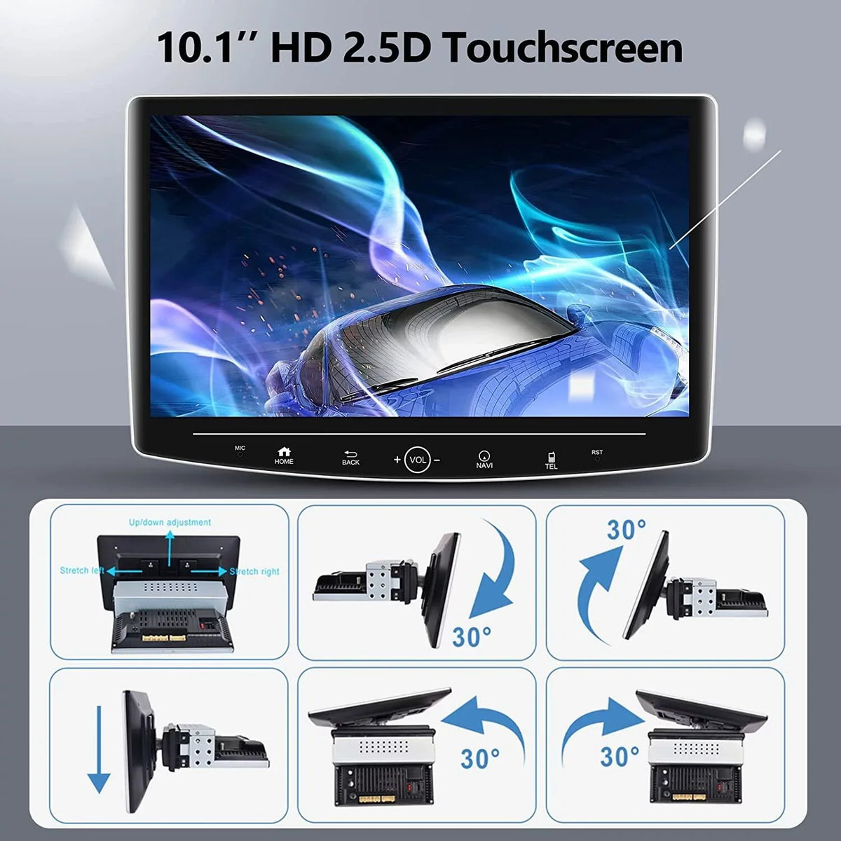 Podofo 2+32G Single 1 DIN 10.1'' Touch Display Car Stereo Radio Wireless Carplay Android Auto Android 11 HD Bluetooth USB Cable FM Audio WIFI GPS USB HIFI,with Microphone&Backup Camera