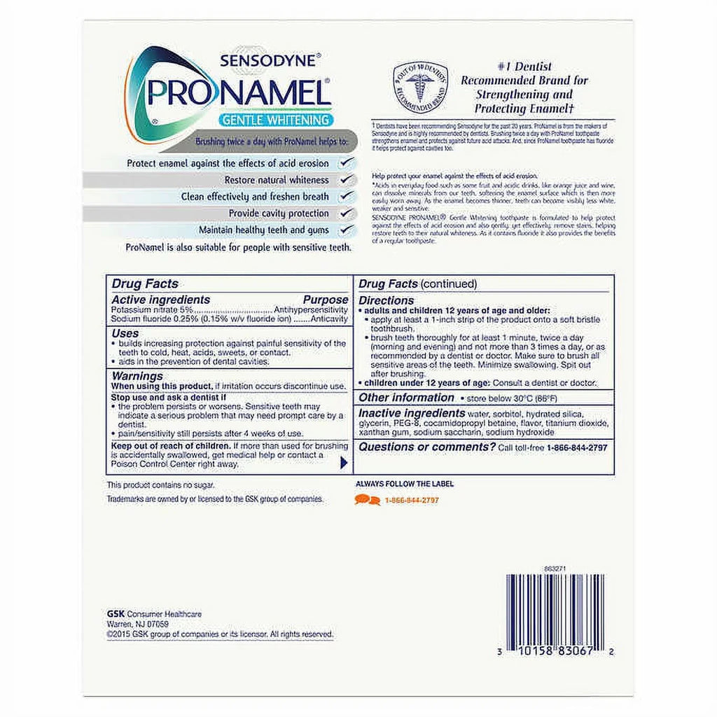 Sensodyne Pronamel Gentle Whitening Toothpaste Alpine Breeze 6.5oz (184.3g), 4-pack
