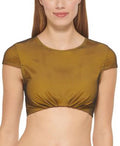 MSRP $78 Dkny Womens Cropped Mesh Overlay Bikini Top Yellow Size Small