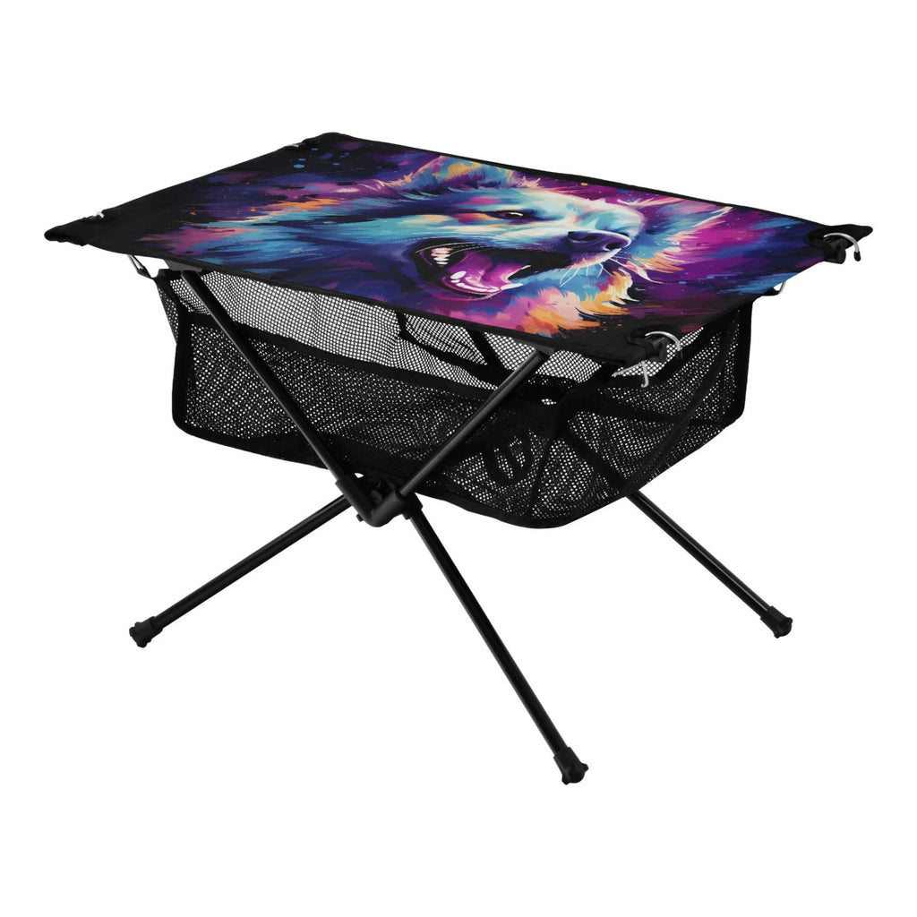 Wolf Abstract Cool Camping Foldable Portable Table Beach Table with Storage Bag Compact Picnic Table for Outdoor Hiking Fishing BBQ