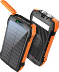 Solar Power Bank for Ulefone Power Armor 14 Pro - Portable Charger 33500mAh QC3.0 18W PD 20W Fast Charging, Portable Charger with 10W Wireless 5 Outputs IP67 Liquid 6W Flashlight