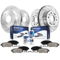 Detroit Axle - Brake Kit for 2014-2018 Chevy GMC Silverado Sierra 1500, 2015-2020 Suburban Tahoe Yukon XL Escalade ESV Drilled Slotted Brakes Rotors Replacement Ceramic Brake Pads Front & Rear