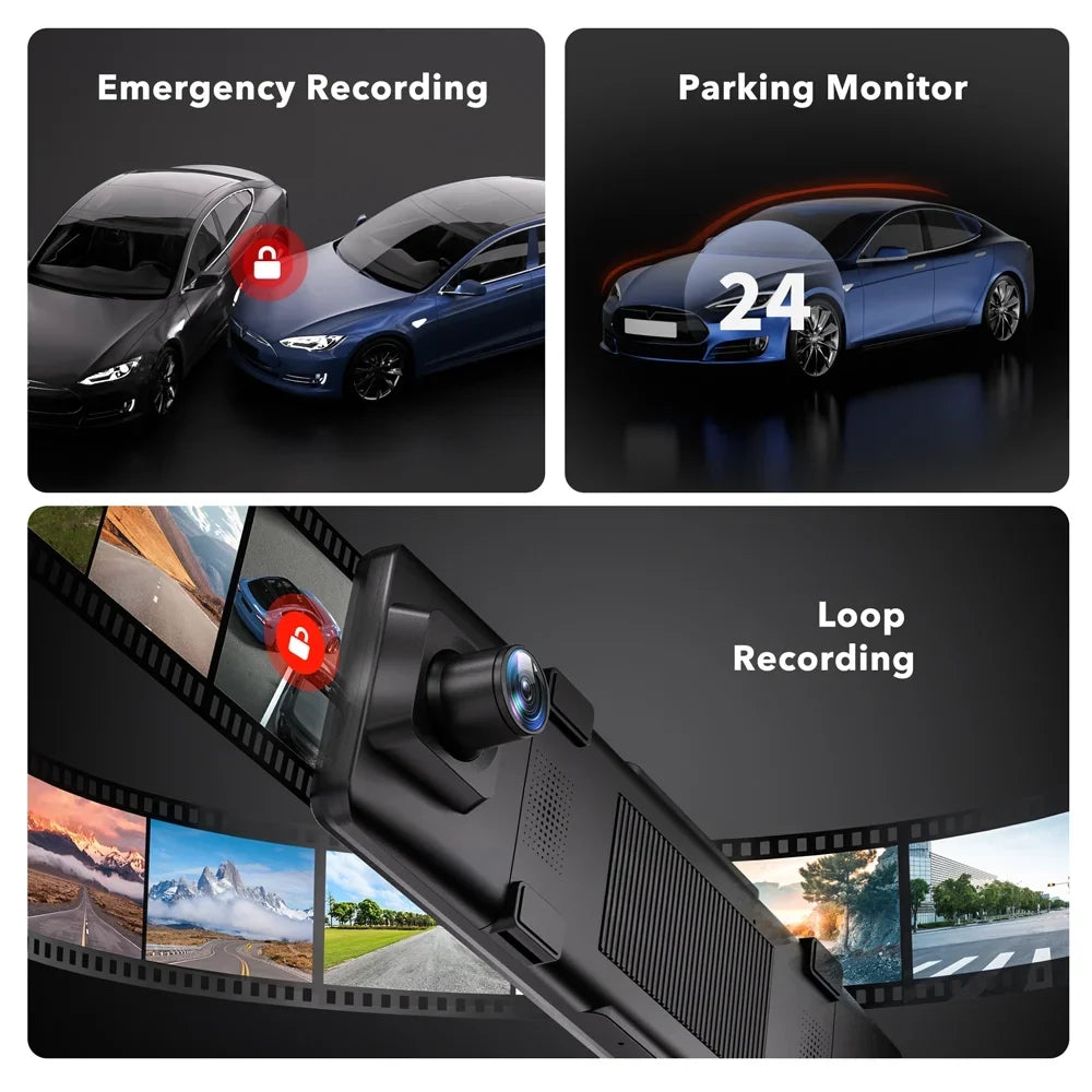 REDTIGER Rearview Mirror Dash Cam, 11" UHD Full Touch Monitor Rear View Mirror Dash Camera for Cars, 4K Front and 2.5K Rear Dash Camera with Night Vision GPS , Free 32GB Card