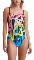 DKNY GRAFITTI Logo Printed One Piece Swimsuit, US X-Small