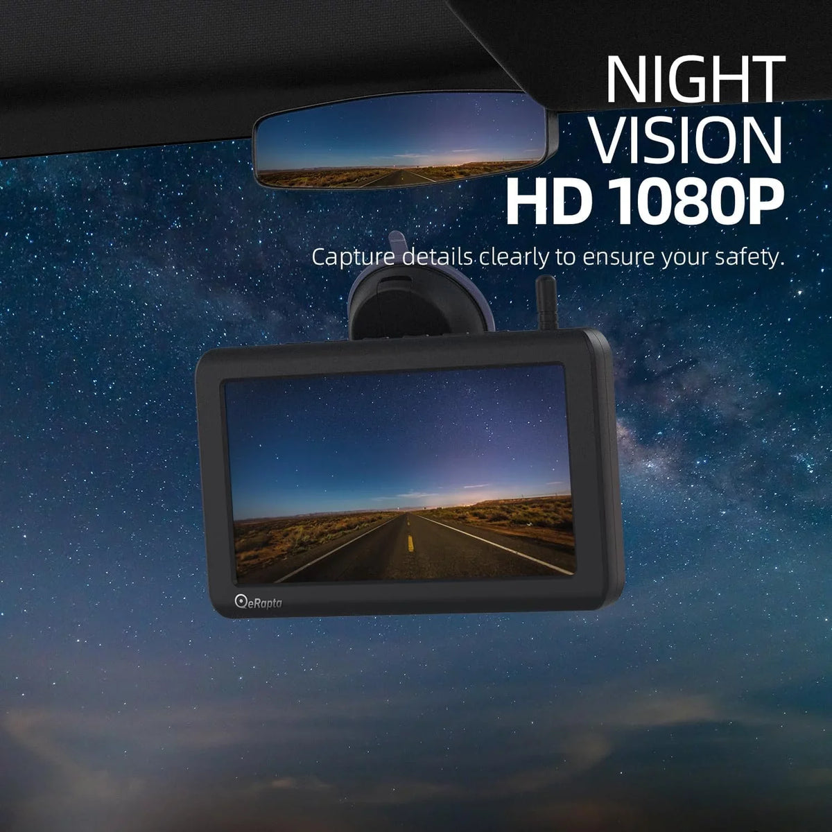 eRapta Magnetic Solar Wireless Backup Camera 7" 1080P Monitor DVR Infrared Night Vision 1 Min Installation for RV Trailer Car Camper Truck Car ATYX7