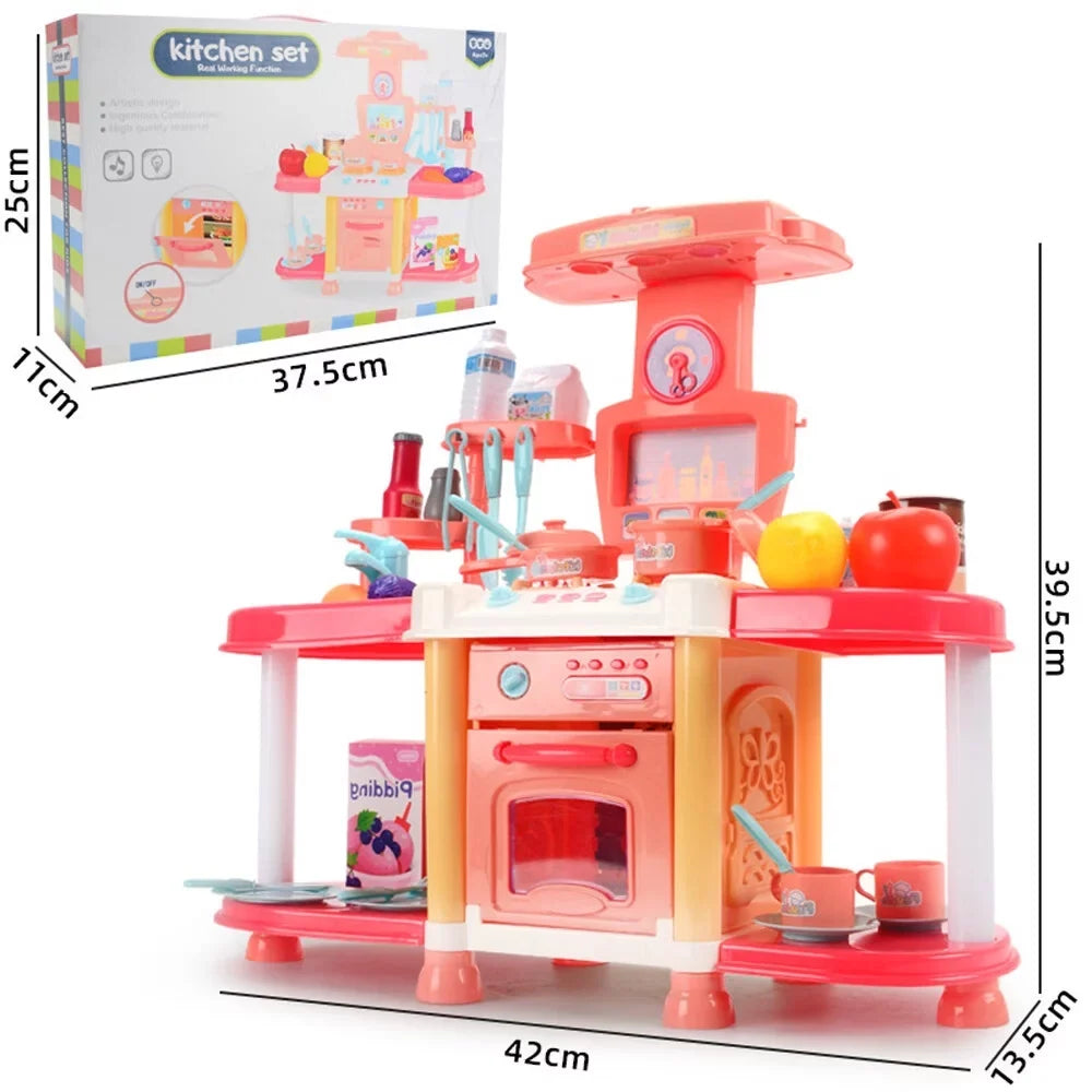 Education Children'S House Sound And Light Electric Kitchen Puzzle Toy Meal Kitchen Play Pool Toys For Toddlers 1-3 Abs As Show